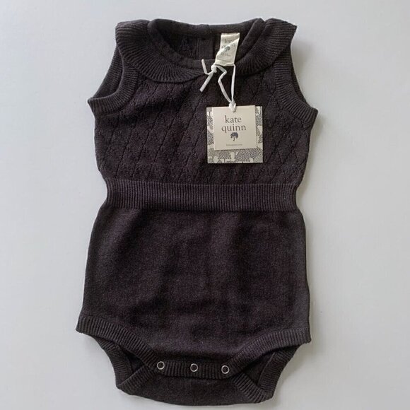 Kate Quinn Organics Black Sleeveless Peter Pan Sweater Bodysuit 12-18 Months - Picture 1 of 4
